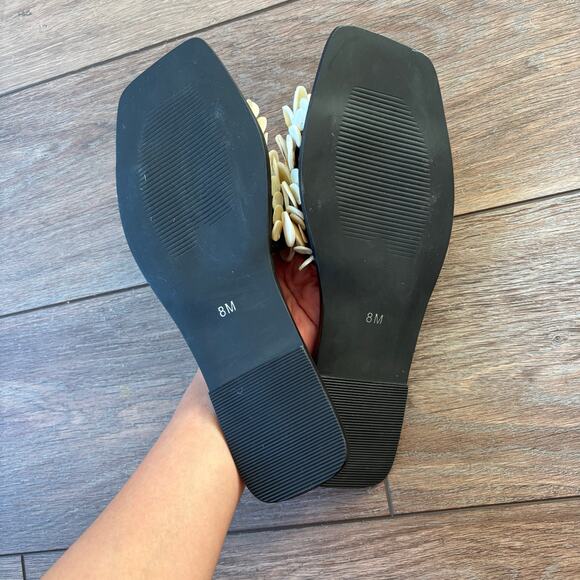 White Shell sandals size 8 coconuts by matisse waverly black slides - Picture 2 of 3